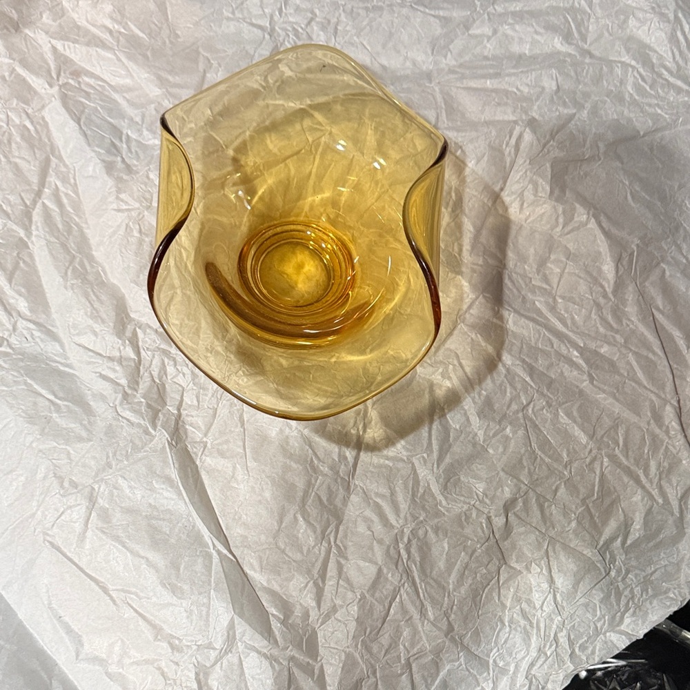 Amber Glass Art Bowl
